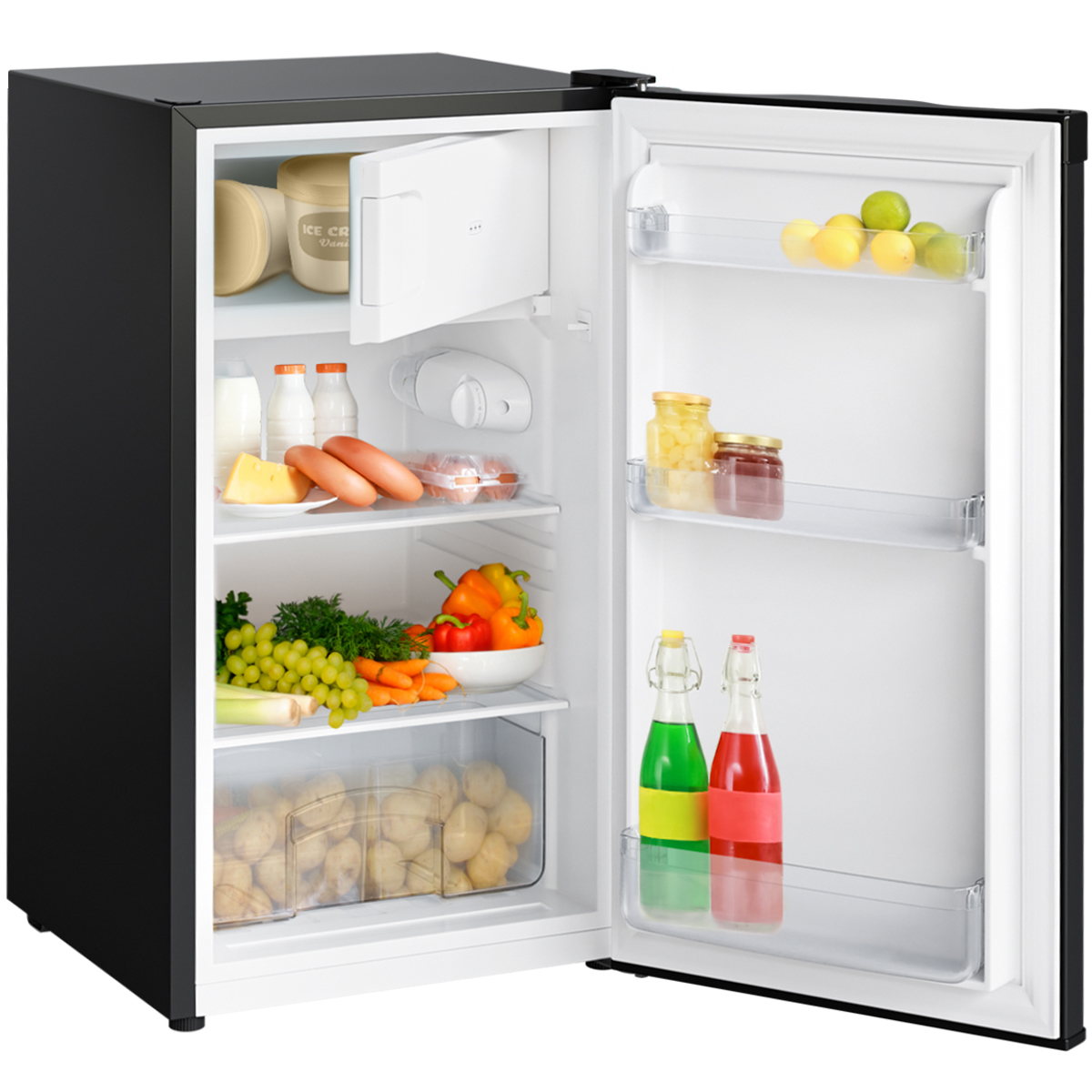 Kitchenbrothers 81 liiter koelkast met vriesvak - Black - Obelink.nl