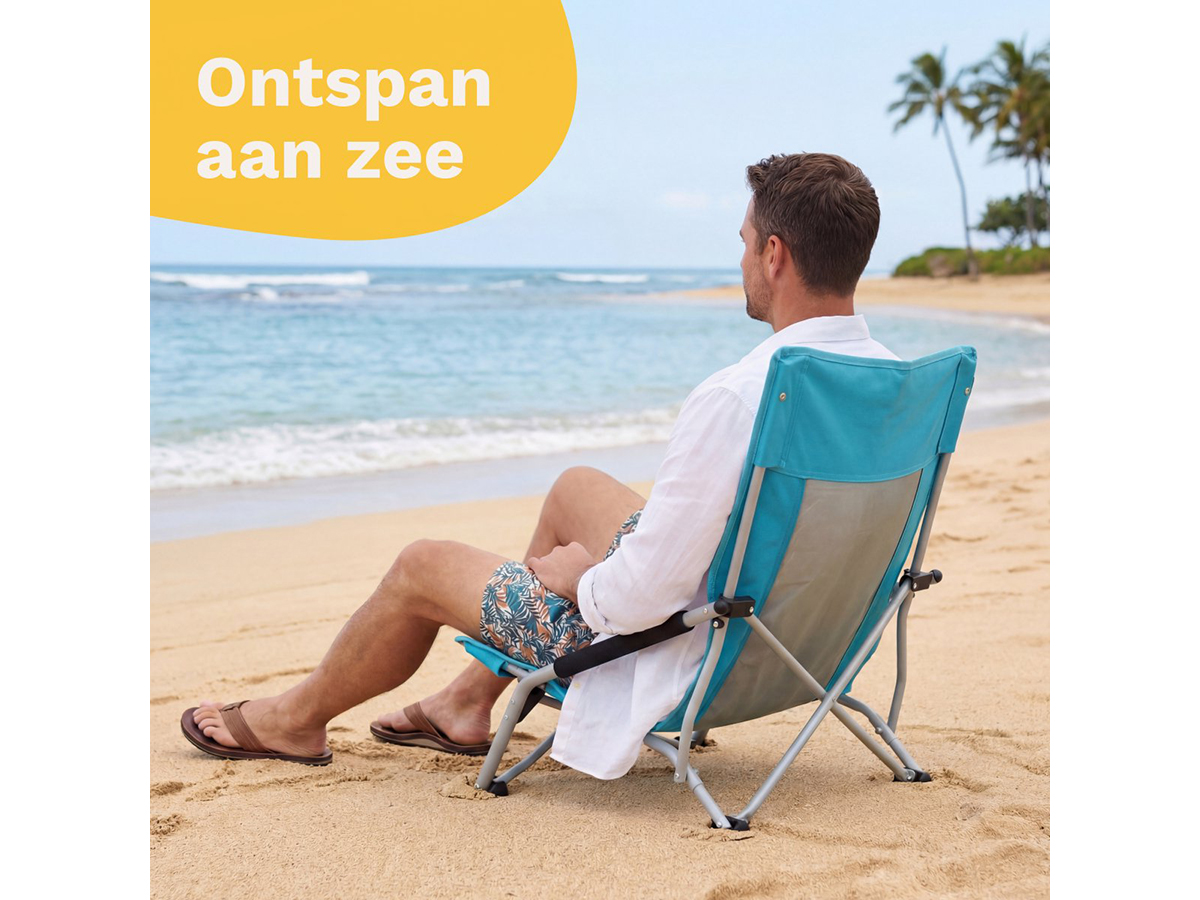 TRVLMORE Beach Chair Low Blue strandstoel - Set van 2 - Obelink.nl