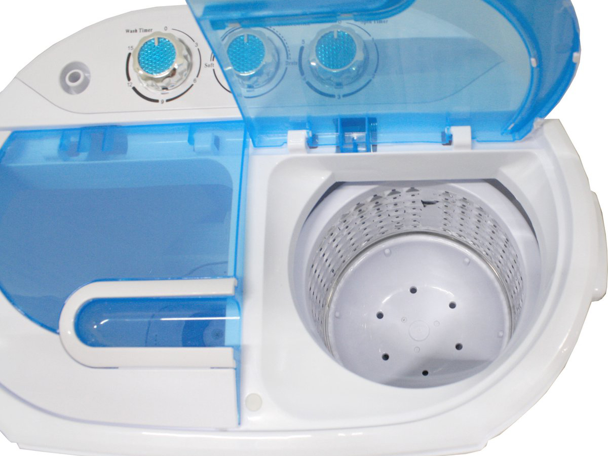 Draagbare wasmachine, 15L mini-wasmachine met centrifuge en 3