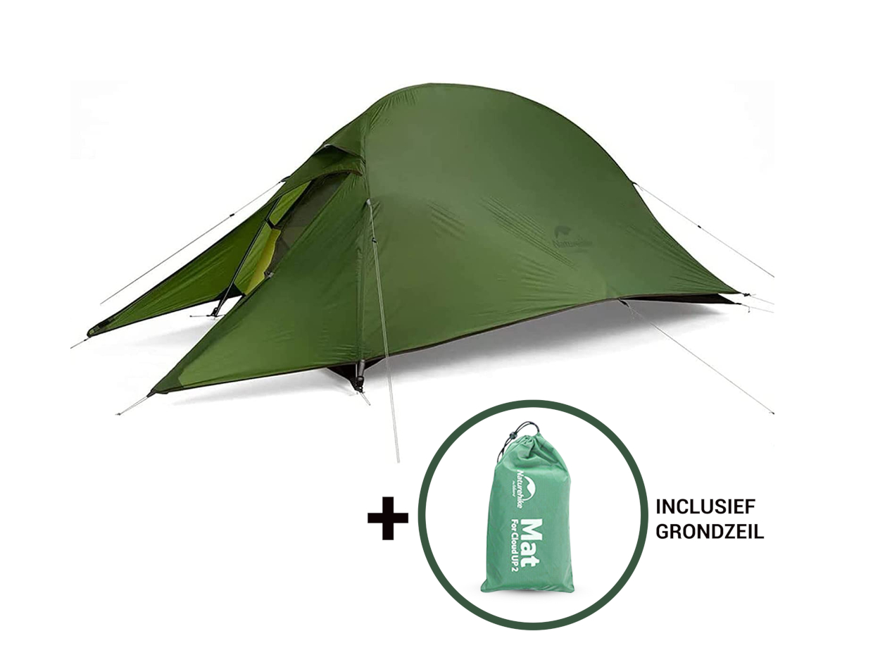 Naturehike Cloud-Up 2 Ultralichte Tent Backpacking-tent voor 2 Personen Wandelen Kamperen Buiten (210T Groene Upgrade