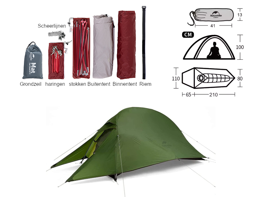 Naturehike Cloud Up 1 Upgraded 1 persoons tent - Obelink.nl