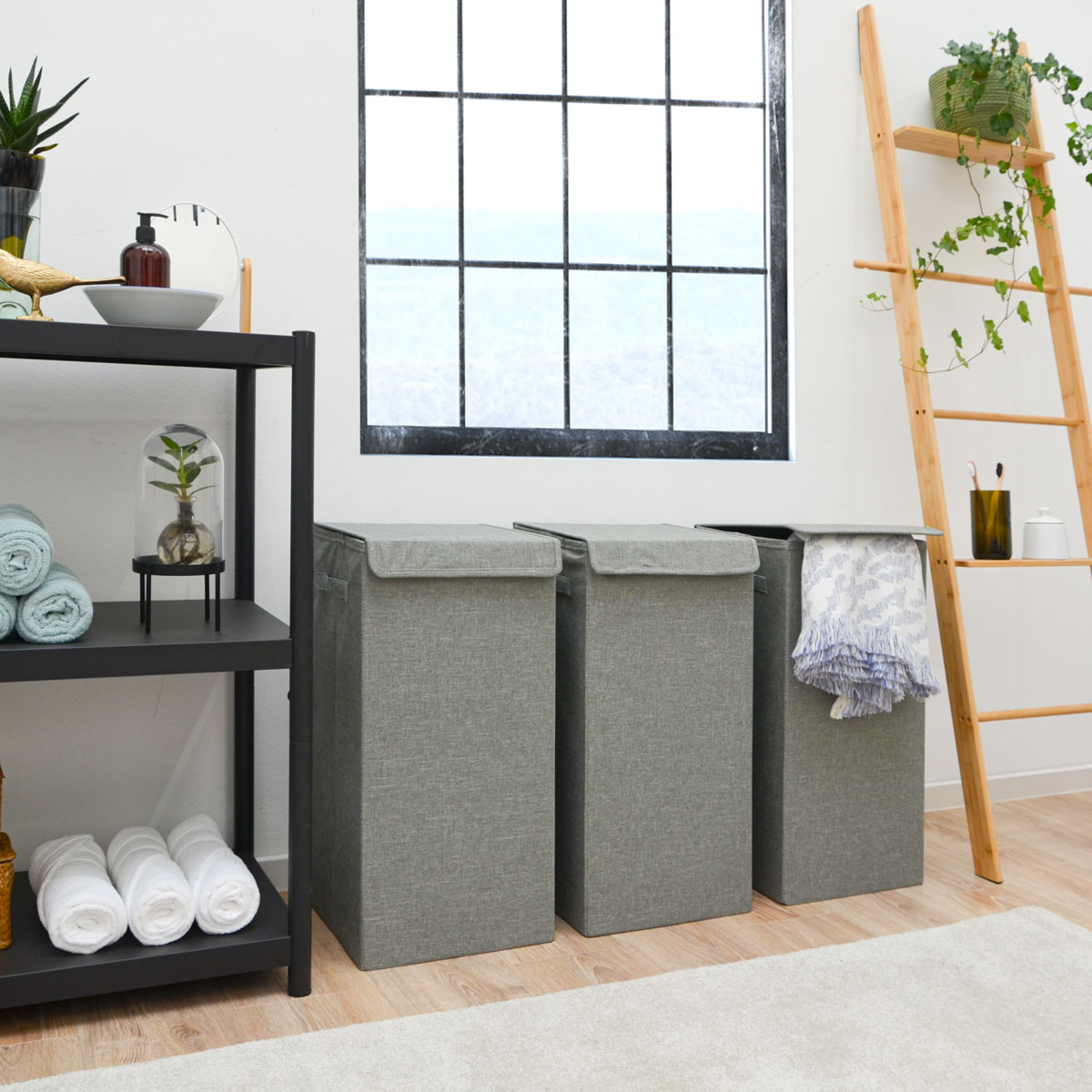DuneDesign Vilten Wasverzamelaar 43x38x60cm 100L XXL - Universele Opvouwbare Mand voor Wasgoed Speelgoed Opslag - Duurzaam Praktisch Lichtgewicht Multifunctioneel voor Woonkamer Kinderkamer Badkamer