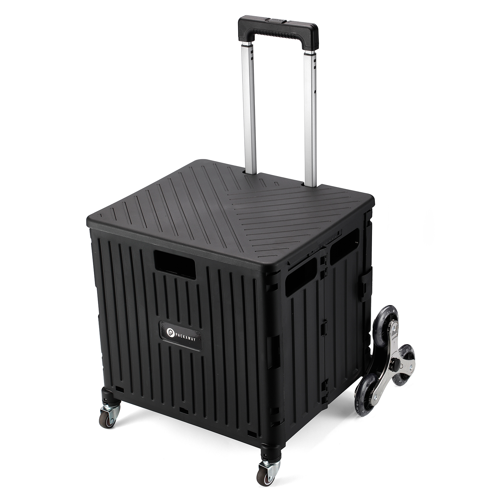 40 liter waterafstotende trolley boodschappentrolley inklapbaar, winkelwagen opvouwbaar, boodschappentas met 2 wielen, boodschappenmand met wielen (bruin/blauw geruit