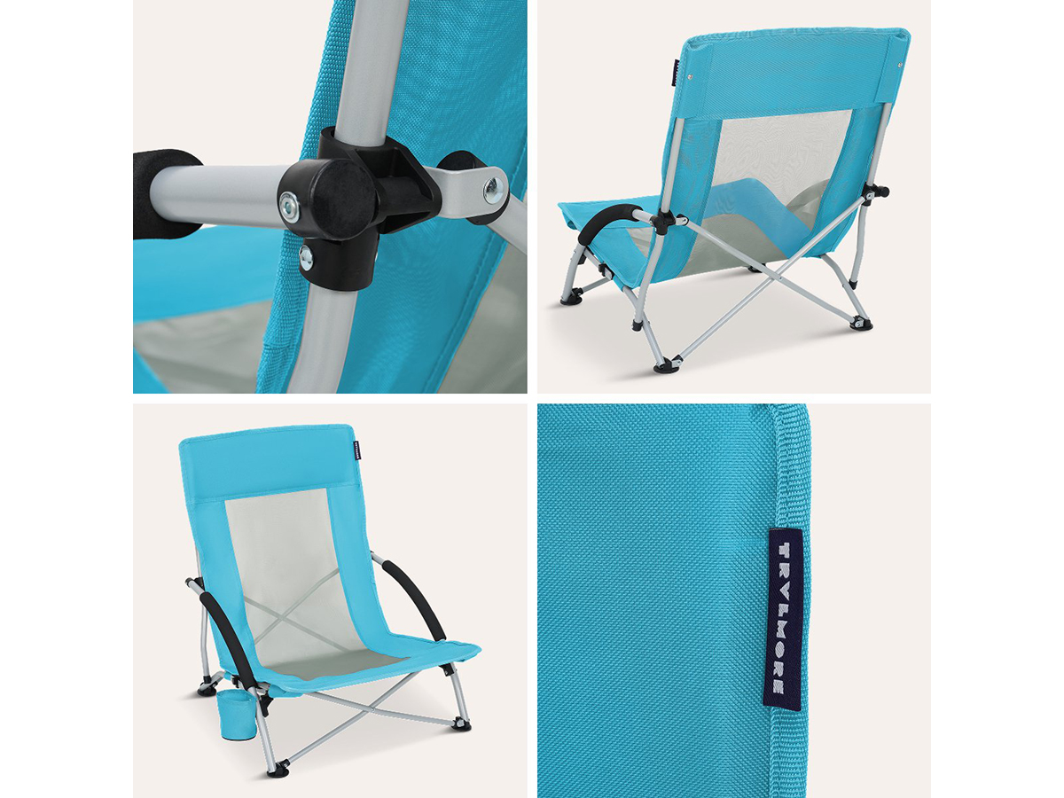 TRVLMORE Beach Chair Low Blue strandstoel - Set van 2 - Obelink.nl