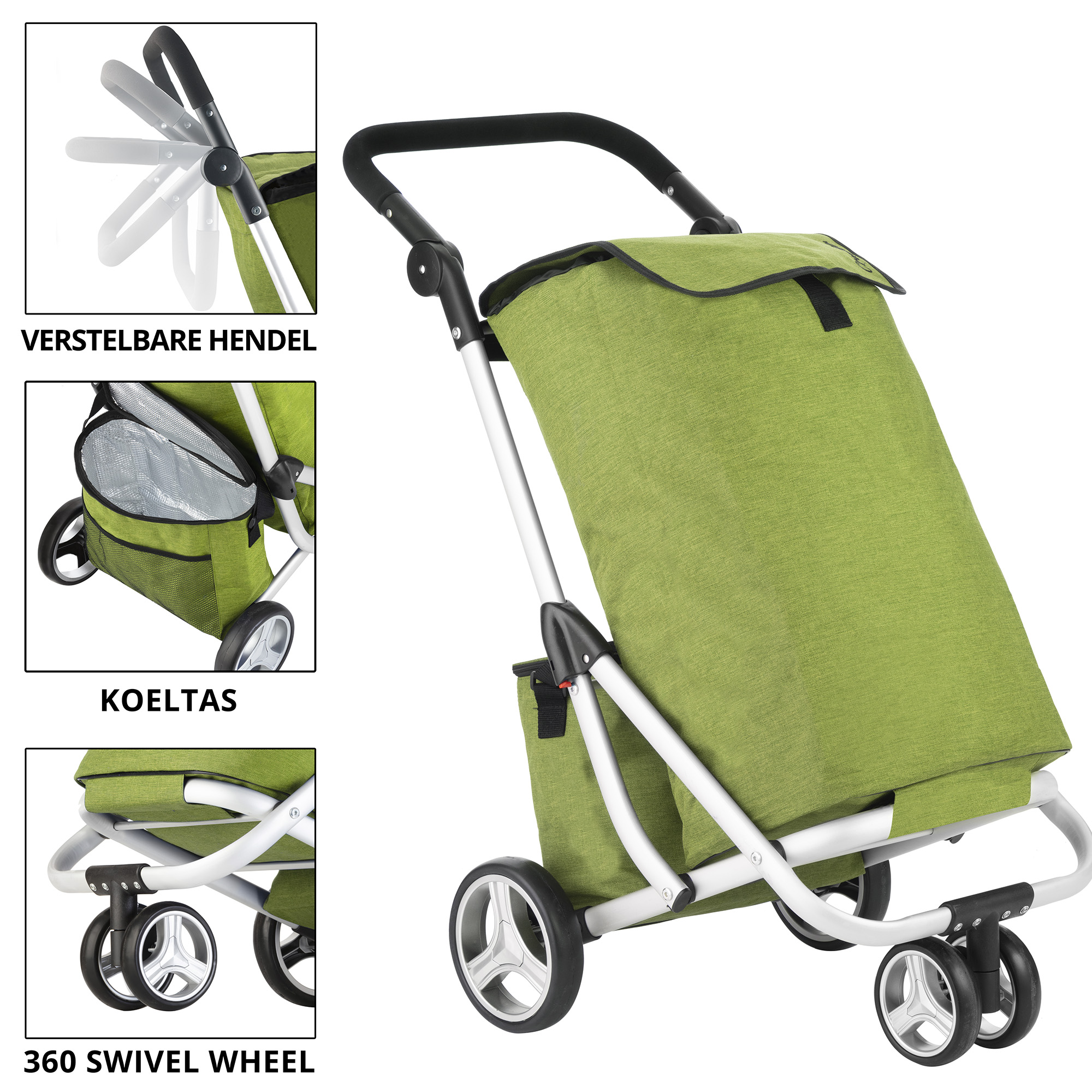 Shoppingcruiser 4 In 1 Boodschappentrolley Boodschappenwagen Met Schoudertas Fietstas Koeltas Bierkrathouder