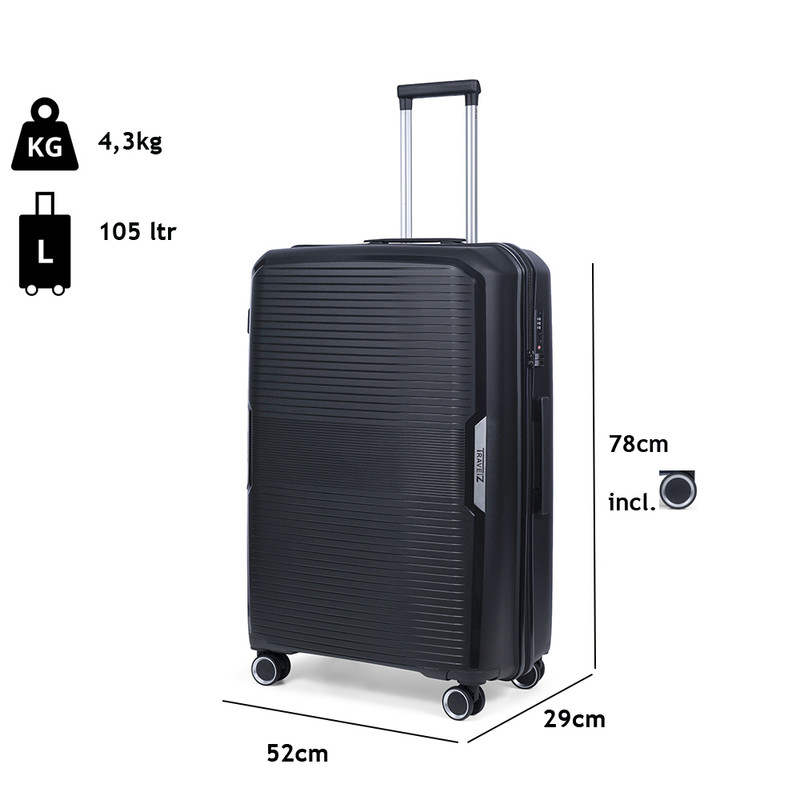 TravelZ Swinger 78 cm koffer - Black - Obelink.nl