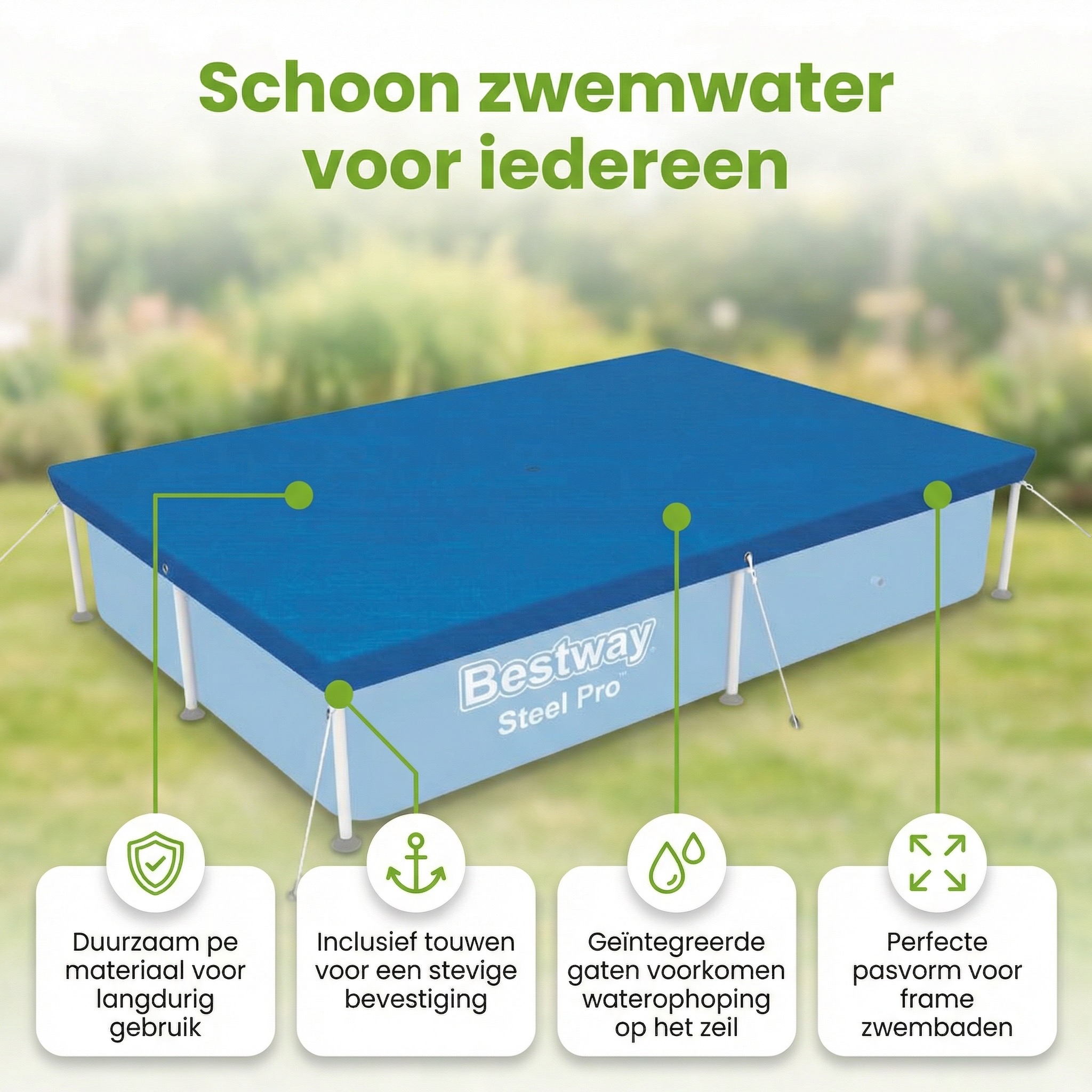 Bestway frame 259x170 cm afdekzeil - Blue - Obelink.nl