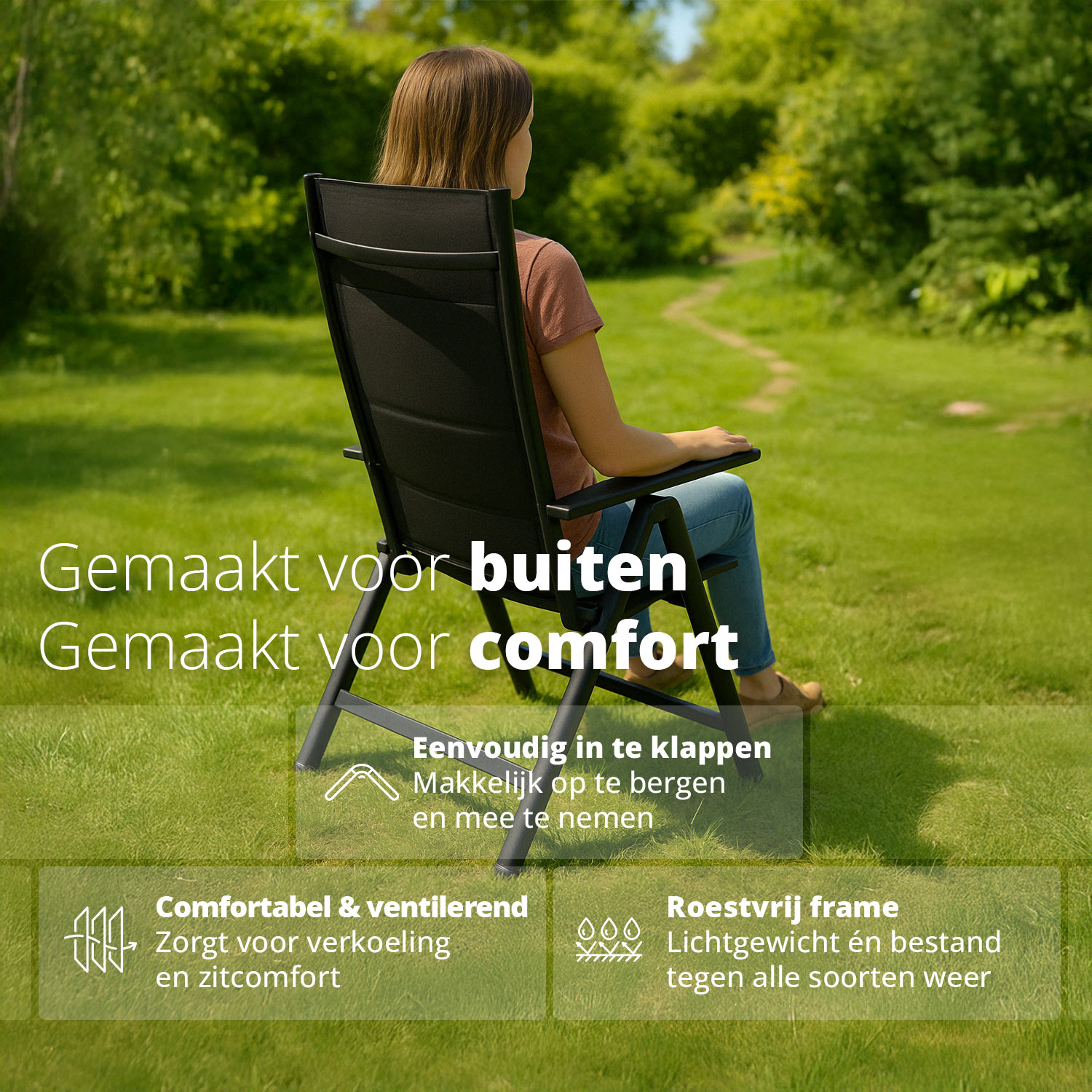 Grijze Ecd Germany Set Van 2 Balkonstoelen Opvouwbaar Rotan Look Zwart Bistrostoel Tuinstoel