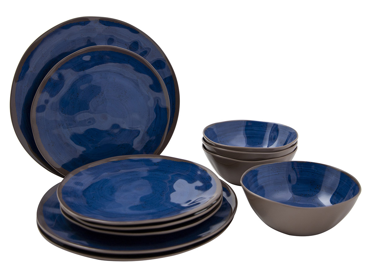 Kampeerservies van melamine voor 4 personen, 12-delig | vaatwasserbestendig | Picknick-serviesset | Campingservies | Stone Grey Design Kampeerservies van melamine voor 4 personen, 12-delig | vaatwasserbestendig | Picknick-serviesset | Campingservies | Stone Grey Design