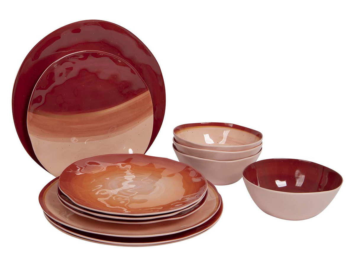 Camping tafelservies van melamine voor 4 personen, 16-delig, vaatwasmachinebestendig, picknickservies, campingservies, Limon design