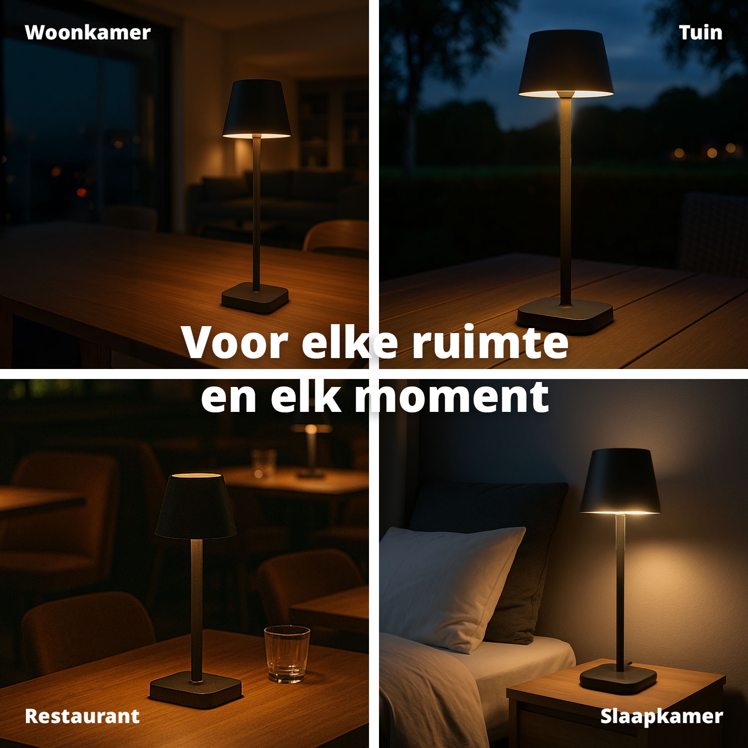 Oplaadbare mushroom lamp met touch dimmer en aanpasbare kleurtemperatuur