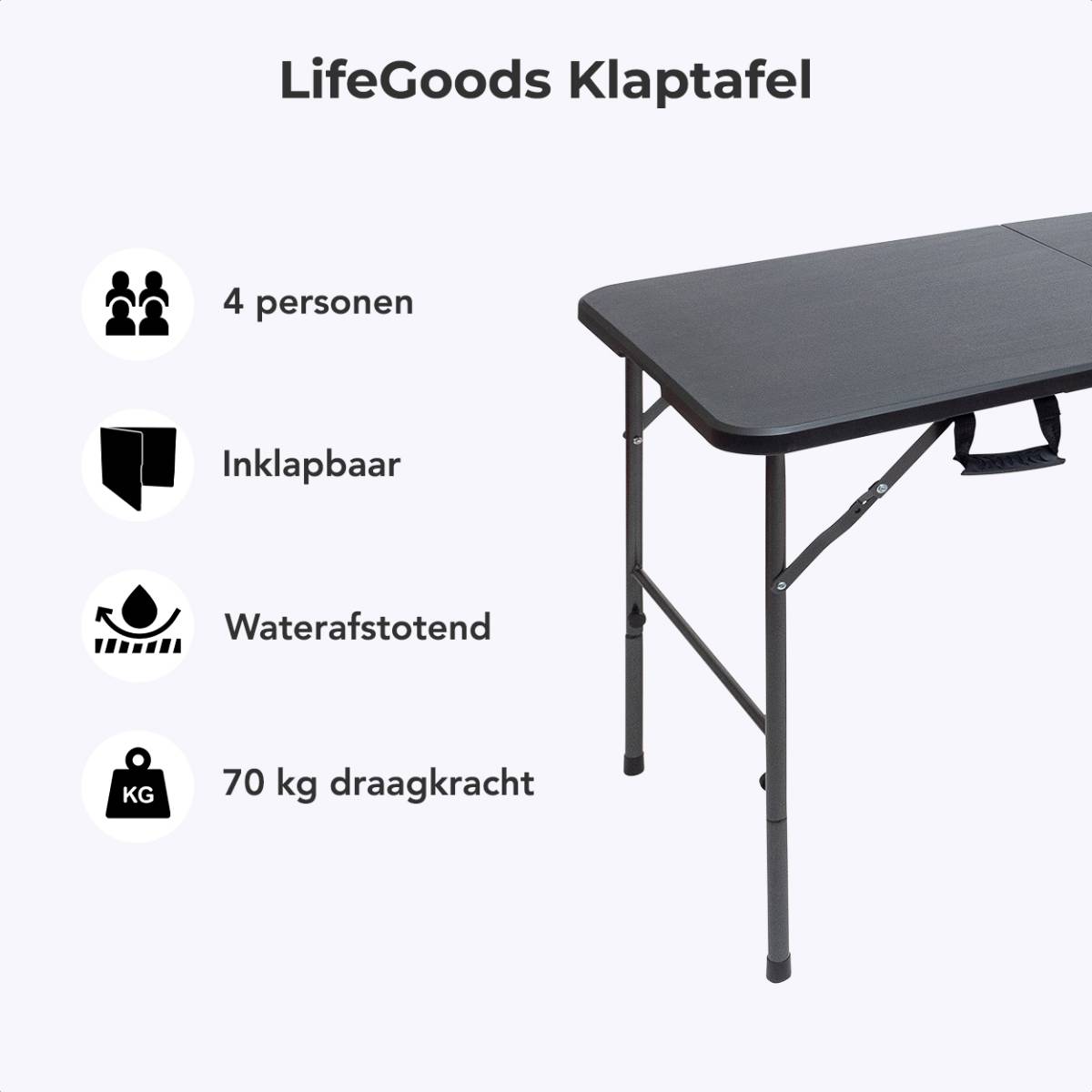 Juskys Campingtafel Picco - aluminium tafel 120 x 70 cm licht, inklapbaar, in hoogte verstelbaar - camping, tuin - outdoor klaptafel - tuintafel zilver