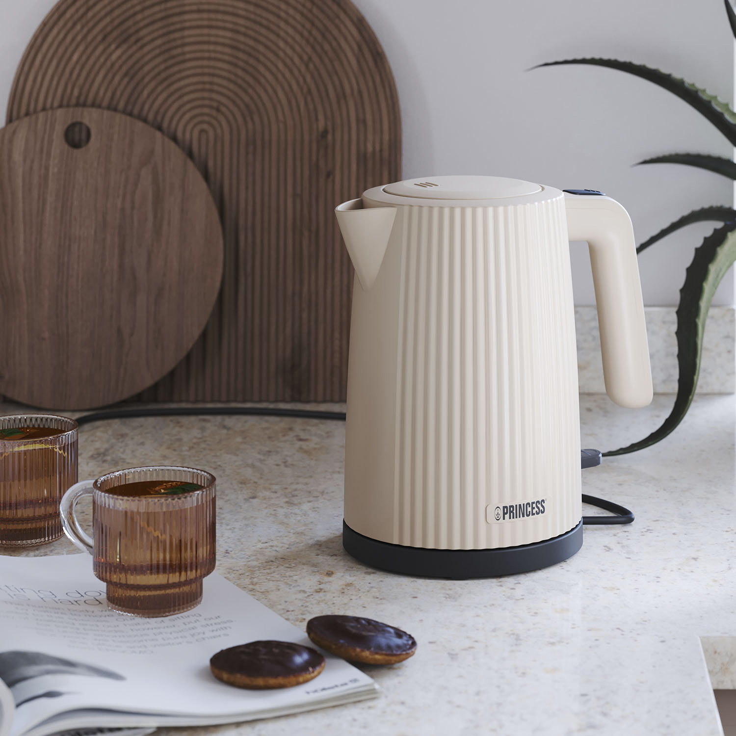 CONCEPT Hausgeräte RK2331 Draadloze Waterkoker 1,7L Beige - Modern Design, 2200W